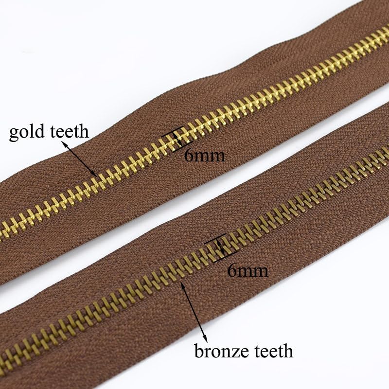 Cremallera de Metal de 1/2/3/5 metros 5# para bolsas de costura decoración de ropa cremalleras deslizadores chaqueta cremalleras Kit de reparación accesorios de bricolaje-BeigeGold,No5,5Meters