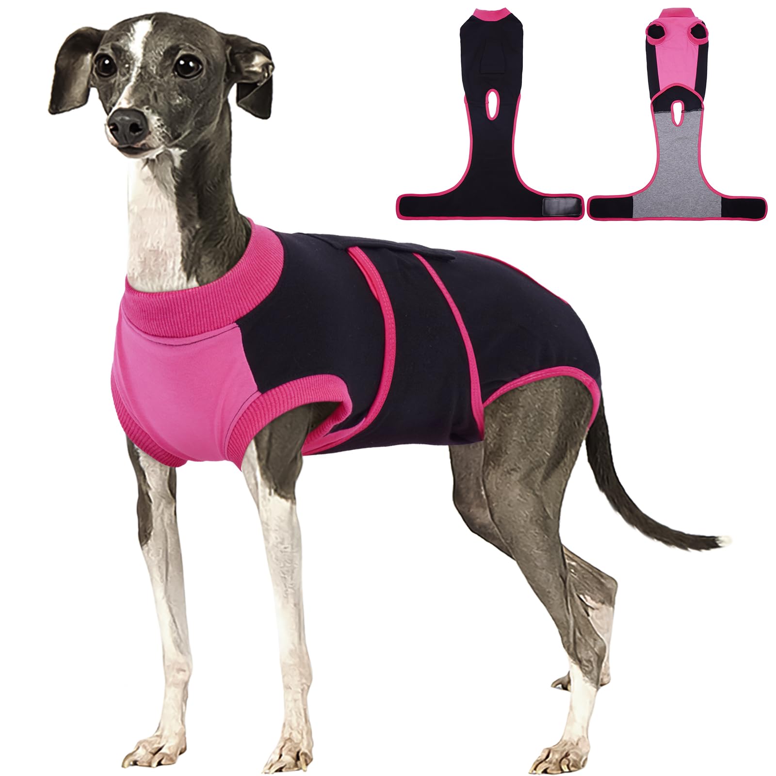 Kuoser Dog Recovery Suit, Female Male Spay Neuter Surgery Suit, Black, L