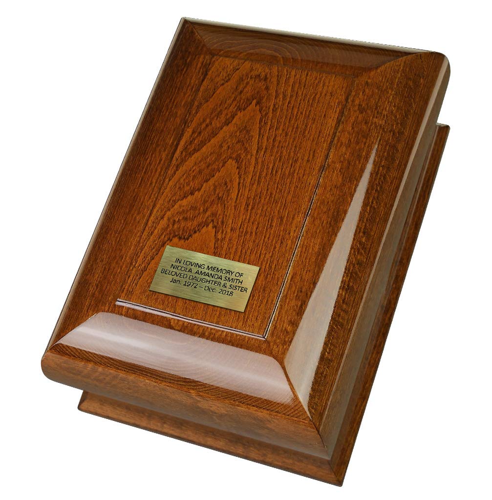Remember Forever Urna funeraria per adulti in legno massello, urna commemorativa per cenere funebre (sfera sulla parte superiore, rosa, placca commemorativa