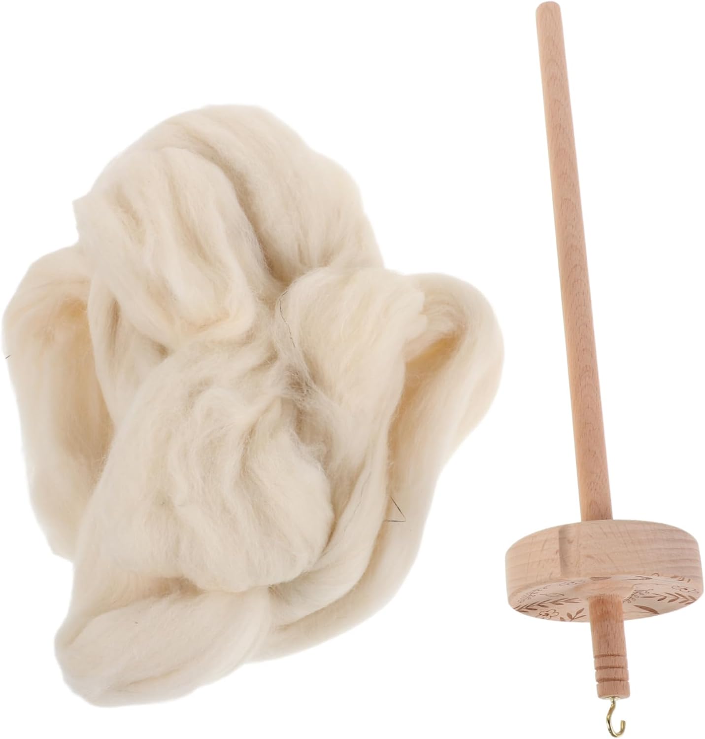 COHEALI 1 Set Drop Spindle Top with Wool Strip Wooden Spinning Tool for Beginners Professionals Portable Durable and Efficient Yarn Making