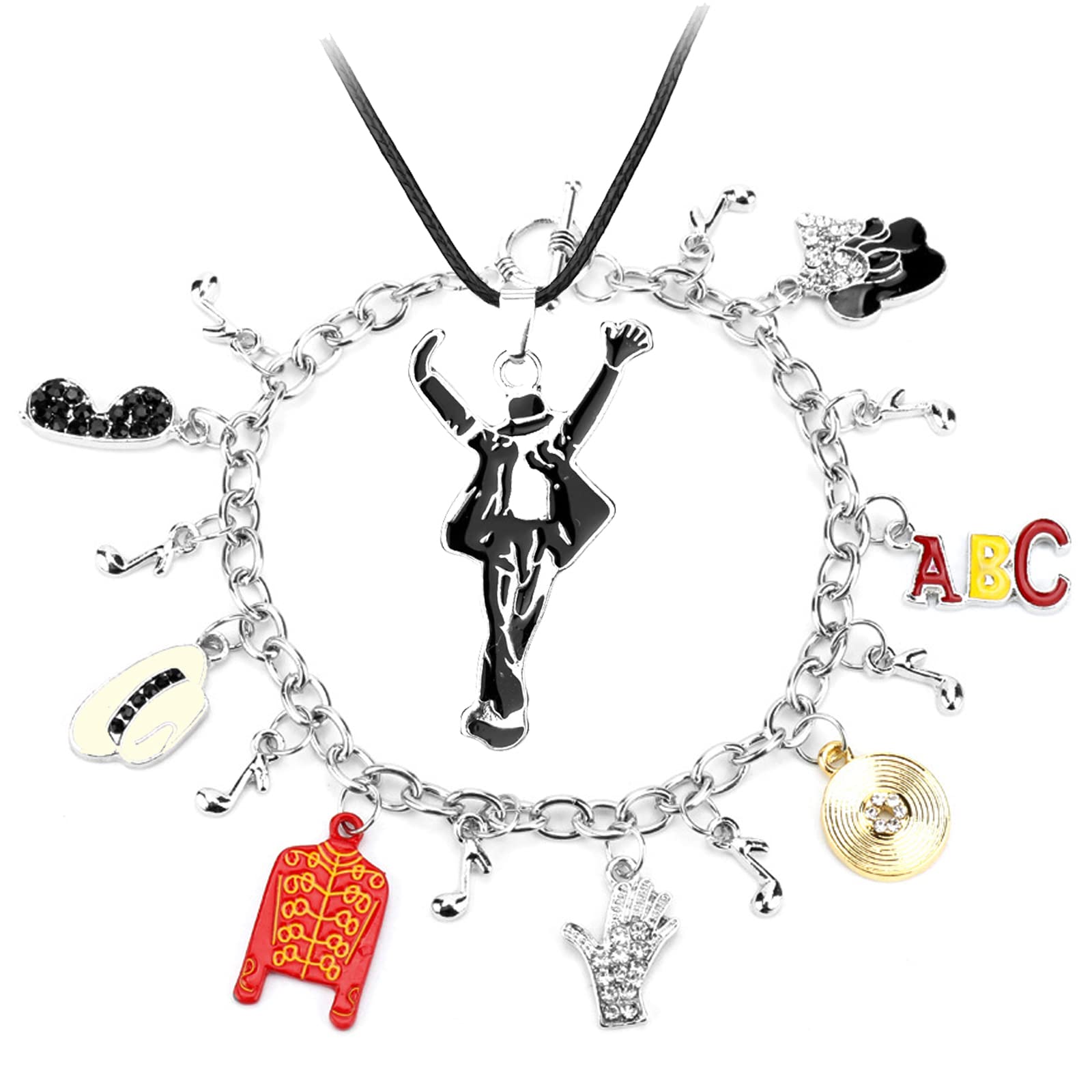 MJ Necklace Bracelet for Michael Fans Men Kids Jewelry Memorial Collection Necklace