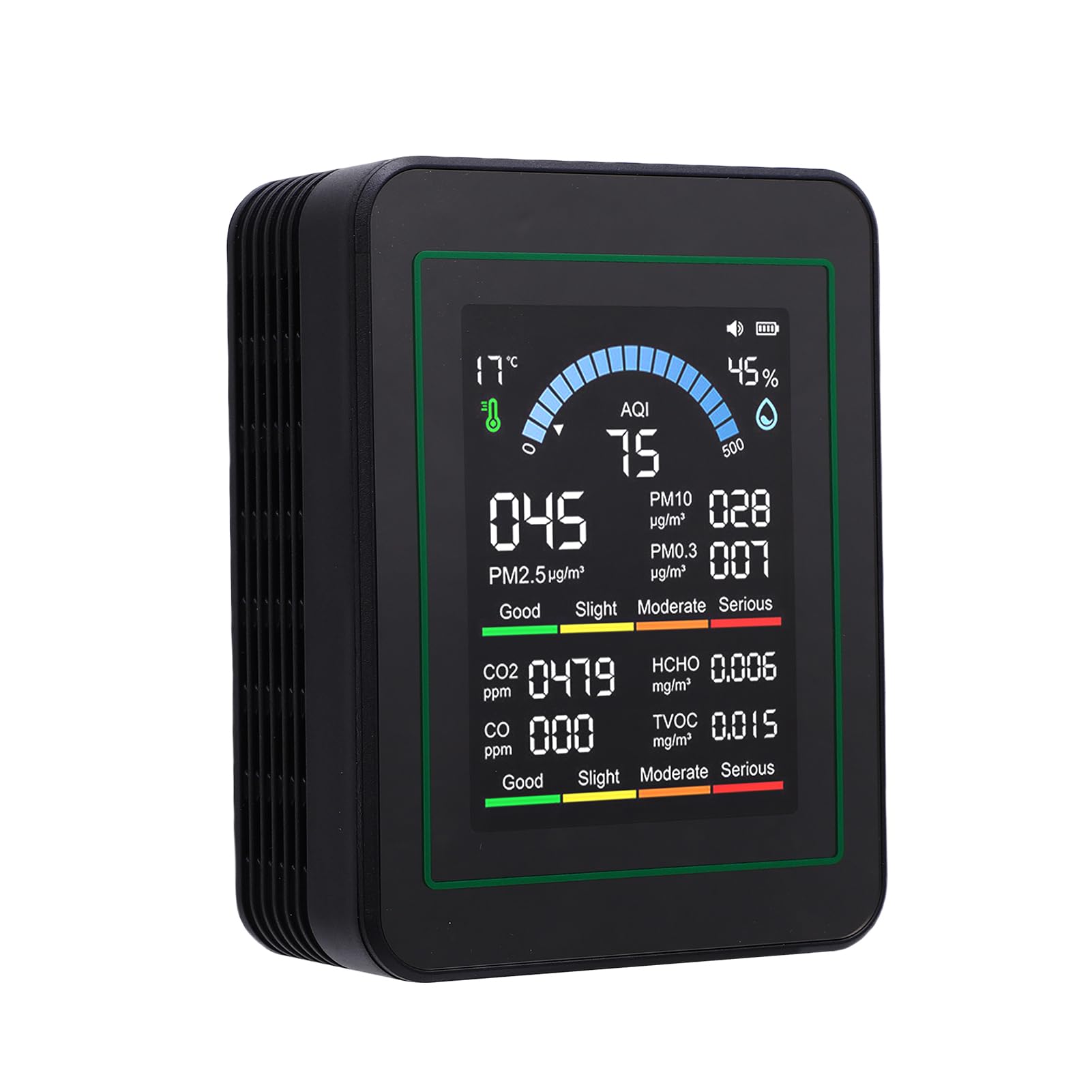 Rilevatore Multigas per Uso Domestico, Monitor CO2 Portatile HCHO con Misuratore di Particelle PM2,5 PM10, Misuratore di umidità della Temperatura Rilevatore Inquinamento da Campeggio per (#2)