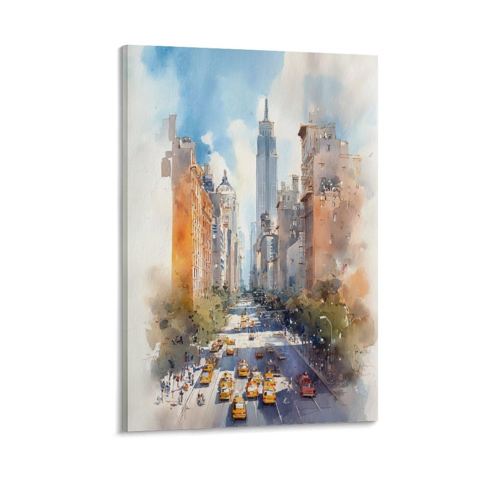 LCYNNH Empire State Watercolor Print New York City 20x30inch(50x75cm) Print Home Bedroom Office Living Room Decor Canvas