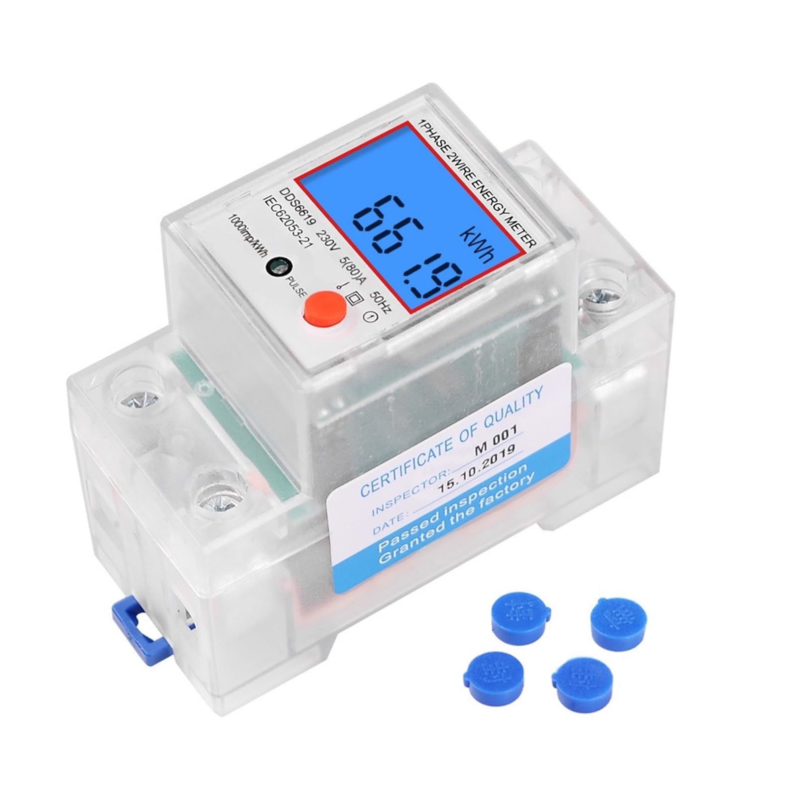 Compteur D'énergie Monophasé À Affichage Numérique LCD, AC 230V, 80a, 2P, Kwh, Consommation D'énergie, Wattmètre Avec Rétro-éclairage
