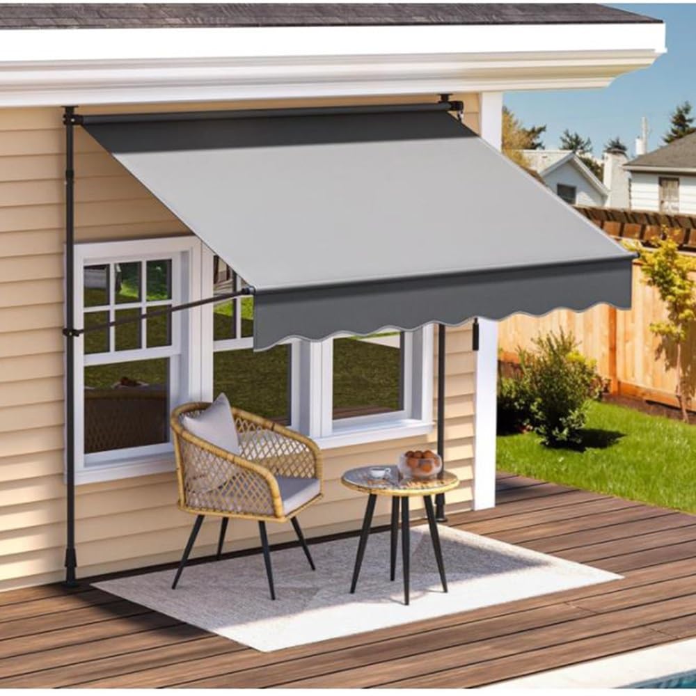 Tenda da sole retrattile in tessuto di ricambio impermeabile per finestre e porte di camper, 3 x 2,5 m, grigio