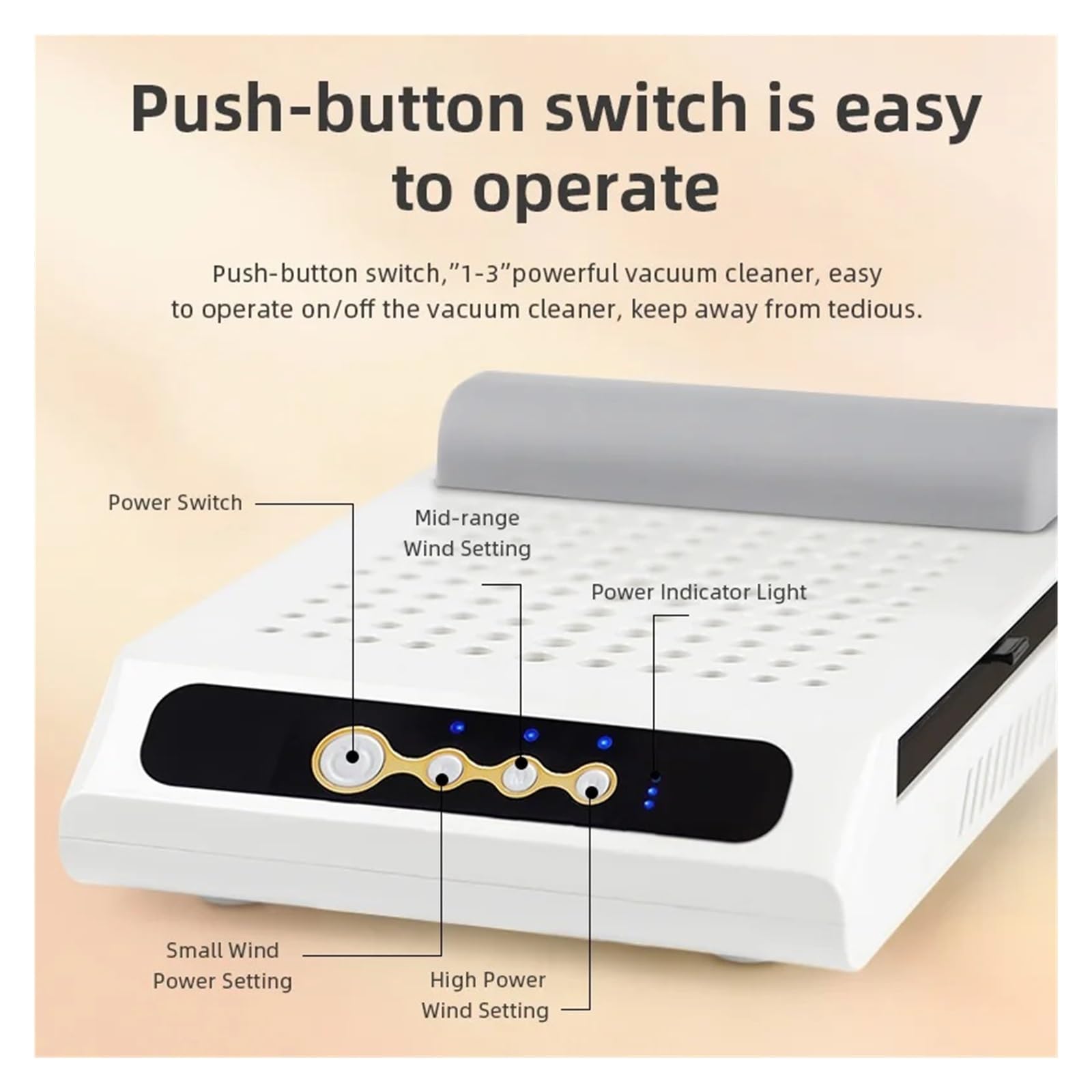 Colector de Polvo de uñas de 70W, Ventilador de Polvo al vacío, Filtro Reutilizable Recargable con Cepillo, Equipo Profesional for uñas, Velocidad Ajustable con Potente succión
