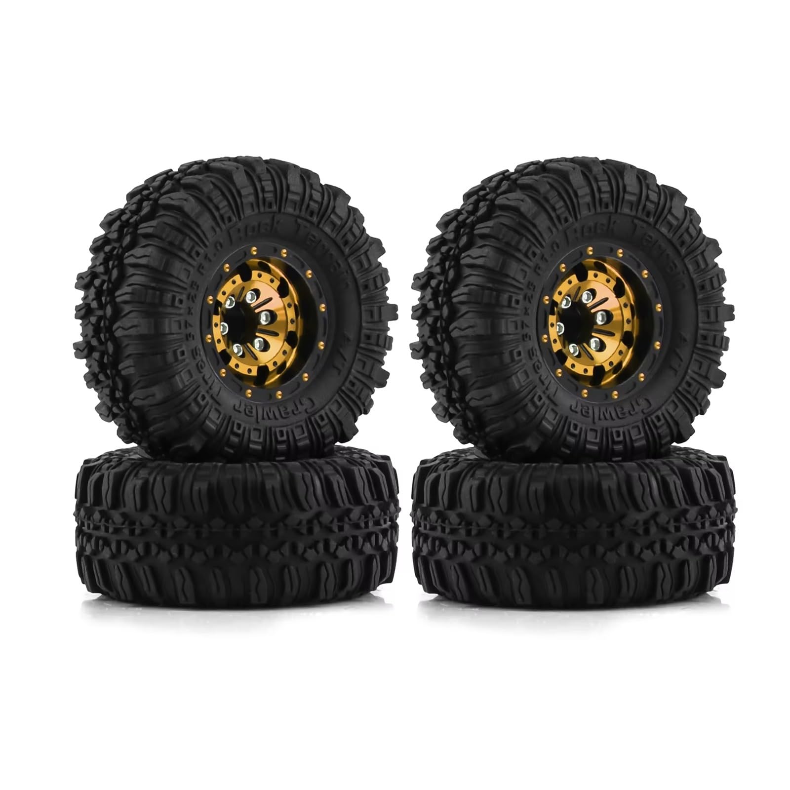 RC Coche NeumáTico Piezas para TRX4M para Axial AX24 para SCX24 para FCX24 1/18 1/24 Aleación Aluminio 1.0 Beadlock Ruedas Y Neumáticos 4 Piezas Reemplazo Coche RC Crawler(Yellow)
