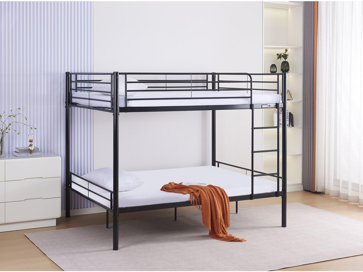 Lit superposé double "Adam" - Sommier inclus - 140 x 190 cm - Noir