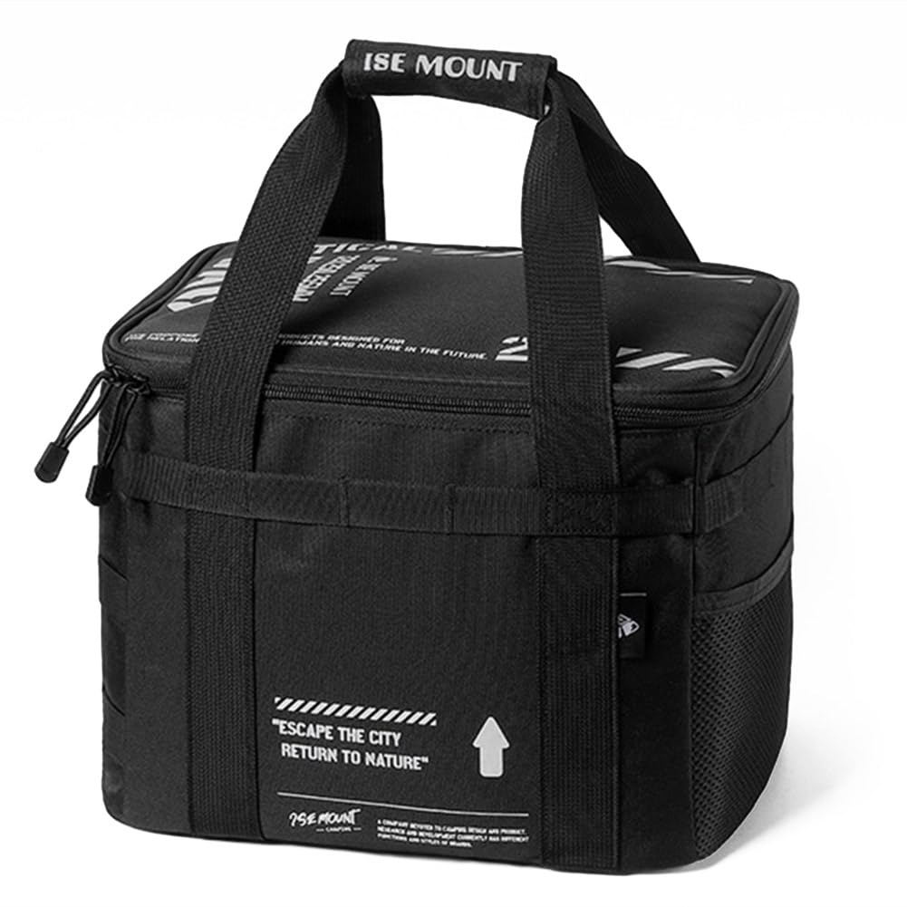 Fiorky Portable Outdoor Camping Organizers with Handle Gas Tank Tableware Box 20 L Cookware Storage Bag Large Capacity Removable Dividers for Beach Picnic Road Trip Travel