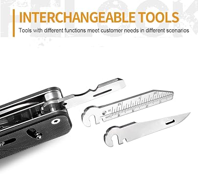 Roxon S505G Flex Scissors - Modular Design Multitool - with BA01-BA17 Fixed Big Scissor, Replaceable Blades & FT01-FT12 Replaceable Implements