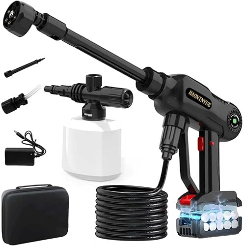 Lavadora recargable de alta presión, lavadora de alta presión de 21 V, lavado de autos portátil de alta presión de 680 PSI con pistola de espuma de