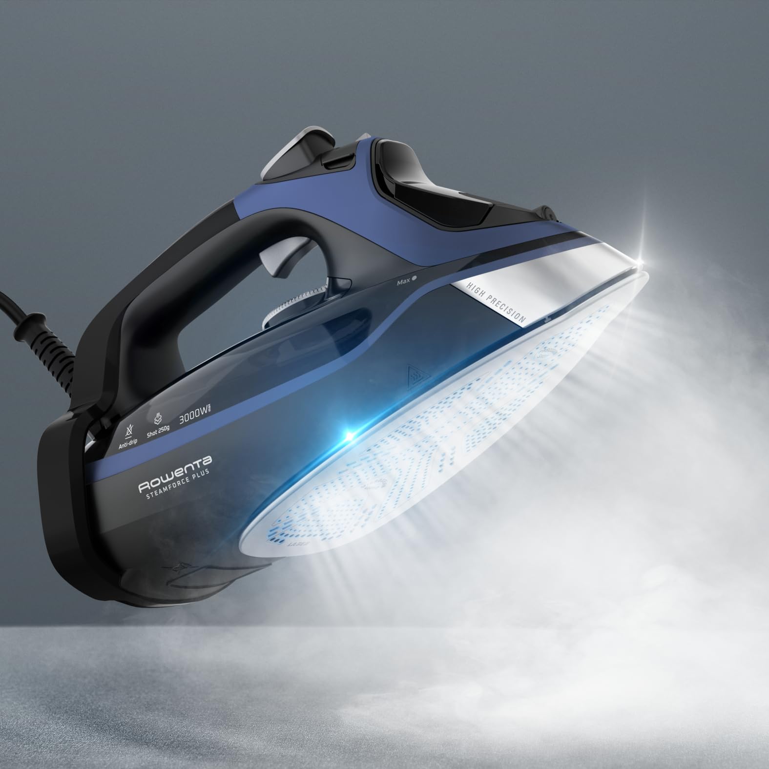 Rowenta Steam Force Plus, Ferro da Stiro a Vapore, 3000 W di Potenza, Sistema Anticalcare, piastra Microsteam400 HD, DW9411