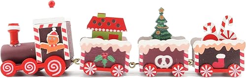 Adorno de tren de madera de Navidad, mini decoración de tren pintado, juguetes de regalo para niños, adorno de mesa de Navidad para fiesta de