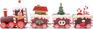 Christmas Wooden Train Ornament, Mini Painted Train Decoration Kids Gift Toys, Xmas Table Top Adornment for Christmas Party Kindergarten…
