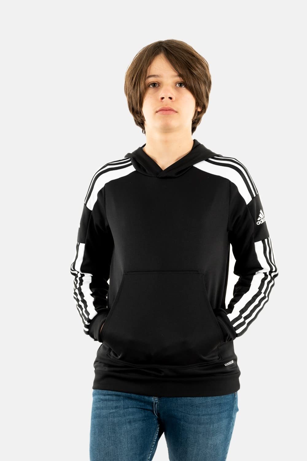 adidas Squadra 21 Hooded Track Top Felpa con cappuccio, Black/White, 176 Unisex - Bambini e ragazzi