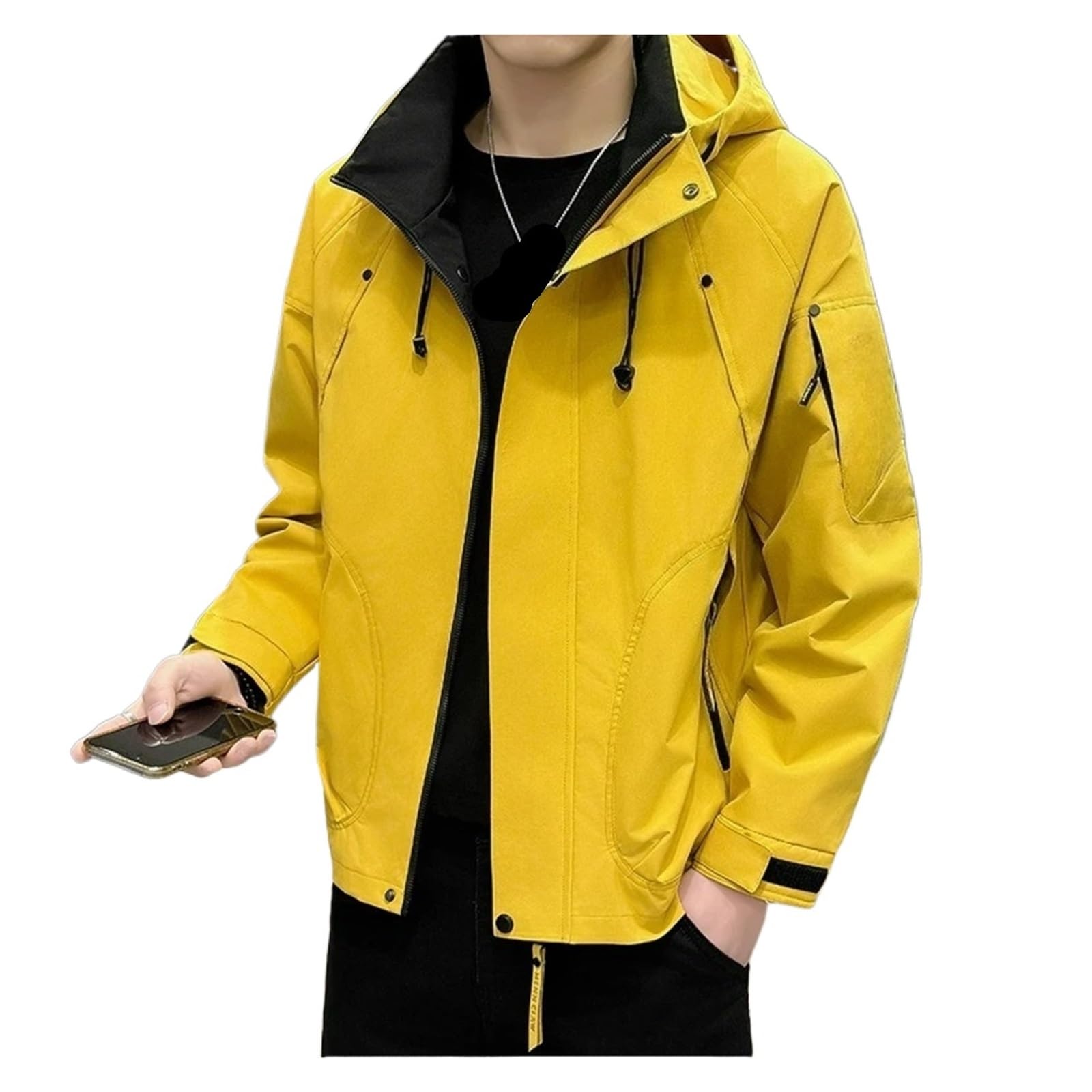Chaqueta impermeable for hombre, informal, con capucha, for acampar, pescar al aire libre, resistente viento, for montañismo y asalto Para Hombre