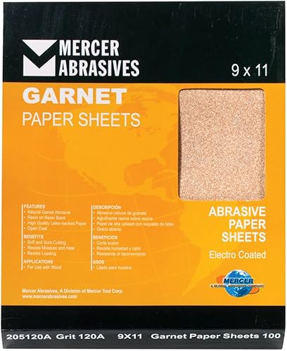 Miniatura 13 de Mercer Industries 205220A - Hojas de papel granate de 9 x 11, grano 220A (paquete de 100)