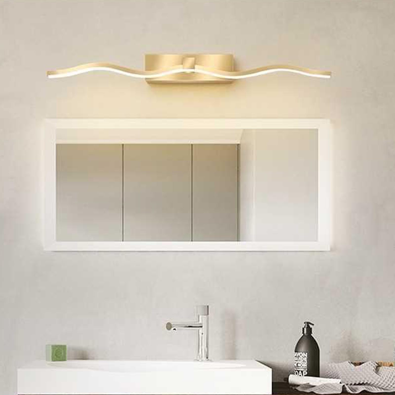 LED Lampada da Specchio per Bagno Applique da Parete con Telecomando Dimmerabile Iluminazioni per Pareti Moderna Impermeabile Luce da Parete Soggiorno Mobile Toilette (Oro,120cm)
