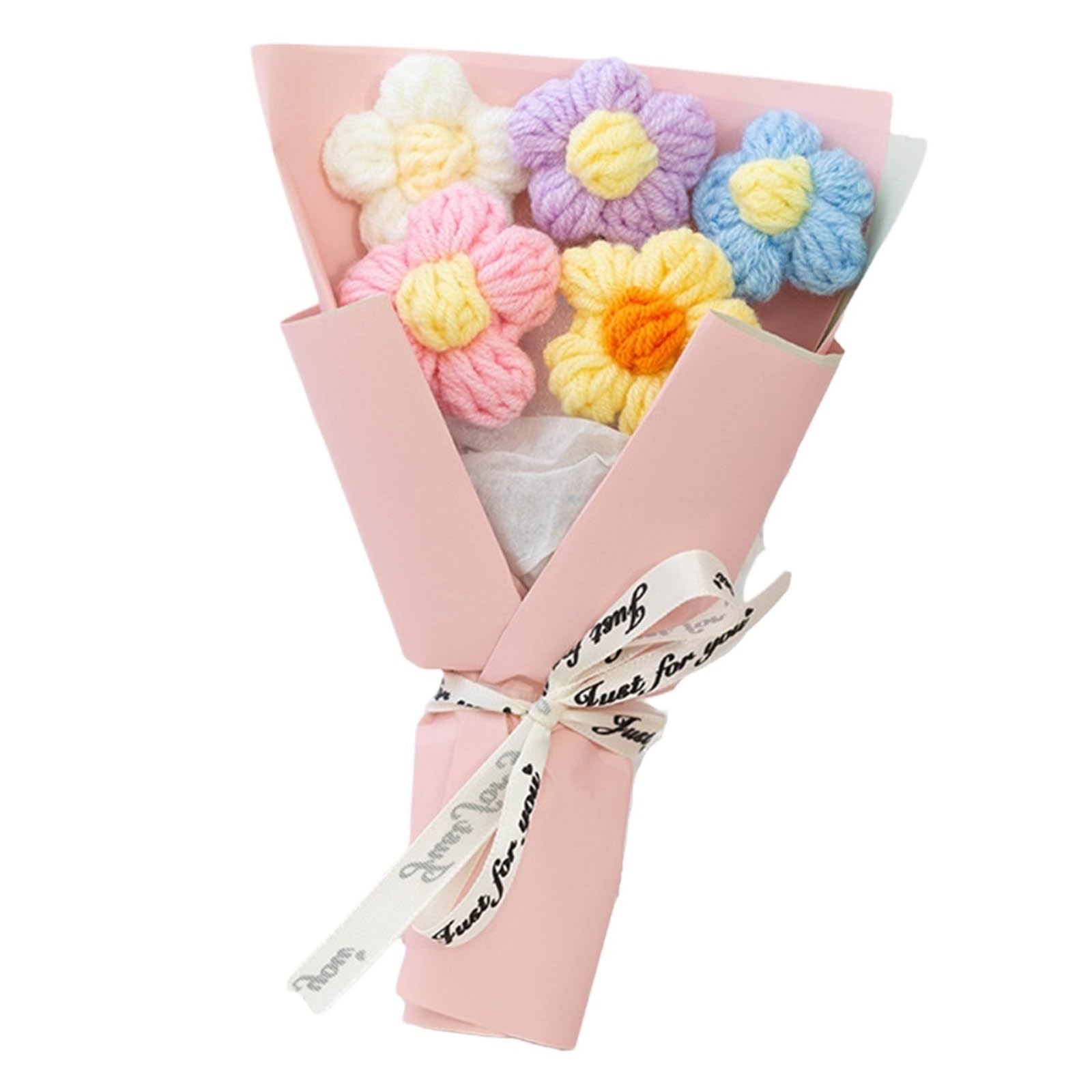 ZHSOAO Hand Woven Flower Bouquet Mini Crochet Yarn For Wedding Party Graduation for Weddings Birthdays(Color2)