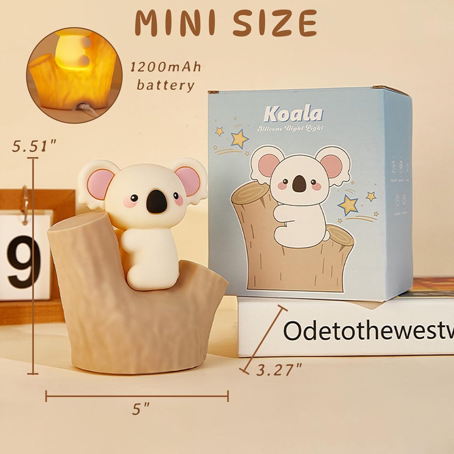 Veilleuse LED Koala avec 7 couleurs et 3 niveaux de luminosité Veilleuse silicone pour bébé Lampe tactile Animaux Rechargeable par USB et fonction minuterie Lampe de chevet kawaii chambre d'enfant