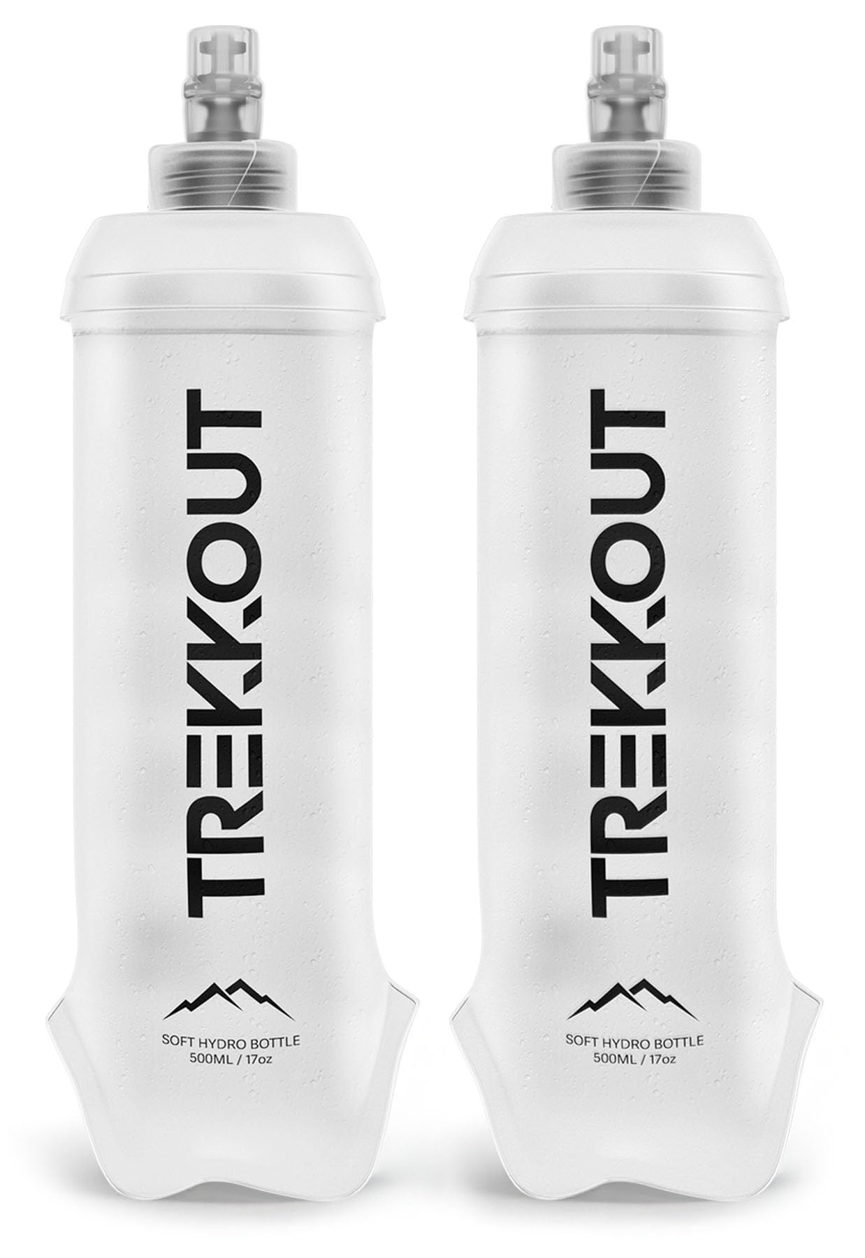 TREKKOUT Collapsible Water Bottle 2-Pack 500ml Soft Flask for Running Vest - Leak-Proof Foldable Hydration Flask for Trail Running, Marathon, Hiking - BPA-Free & Easy Clean