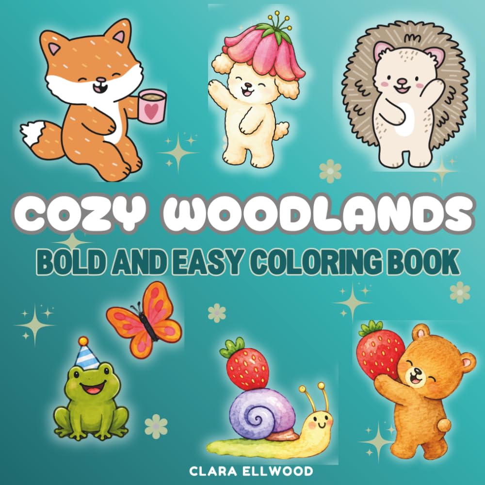 Cozy Woodlands: Bold and Easy Coloring Book