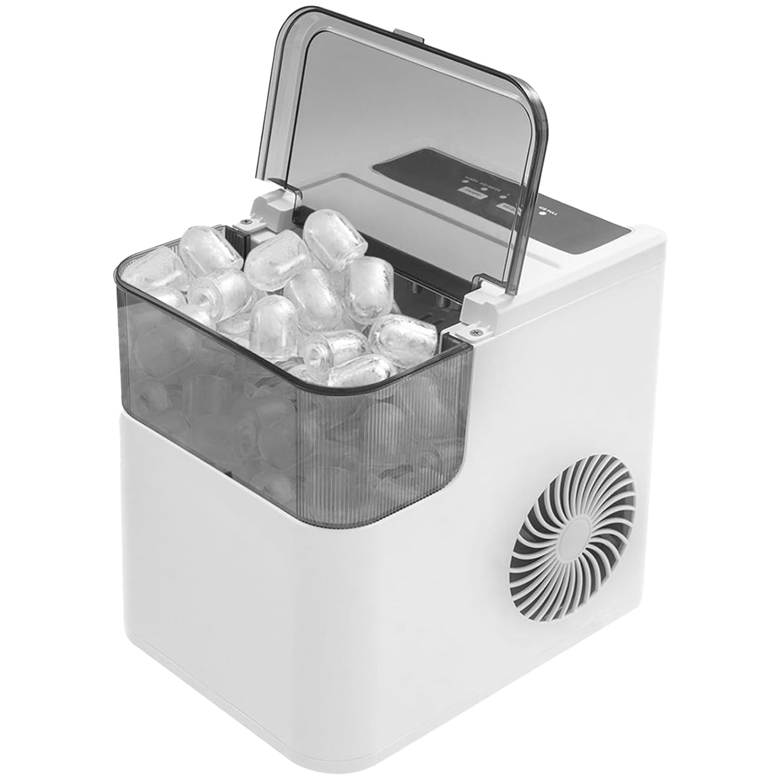 Fabricante de Hielo para Encimera Ahorro de Espacio, Fabrica Hielo en Dos Tamaños, con Recipiente de Hielo Desmontable y Pala de Hielo para Hogar, Cafetería, Autocaravana y Uso Exterior