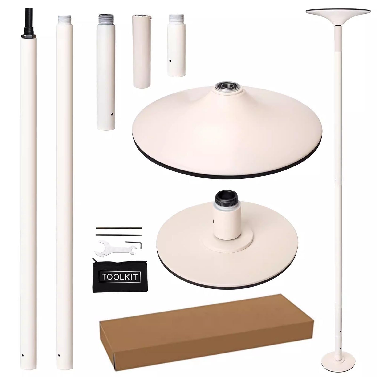 JYBNBBE Professional Stripper Pole Spinning Static Dance Pole, Portable Spinning Dancing Pole Kit, Adjustable Height Fitness Pole for Home Party Pub Exercise, Load 440lbs,White
