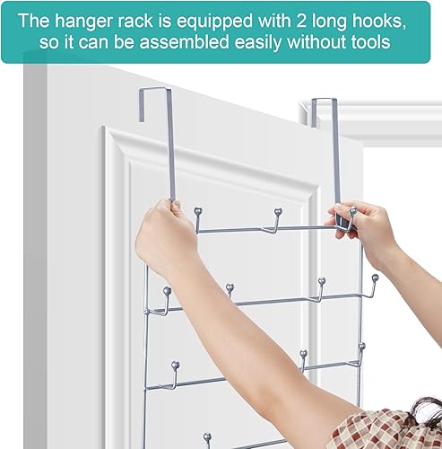 Miniatura 4 de Hotop Percha de metal multiusos para colgar sobre la puerta, colgador decorativo sobre la puerta para abrigos, sombreros, batas, ropa, toallas (1,