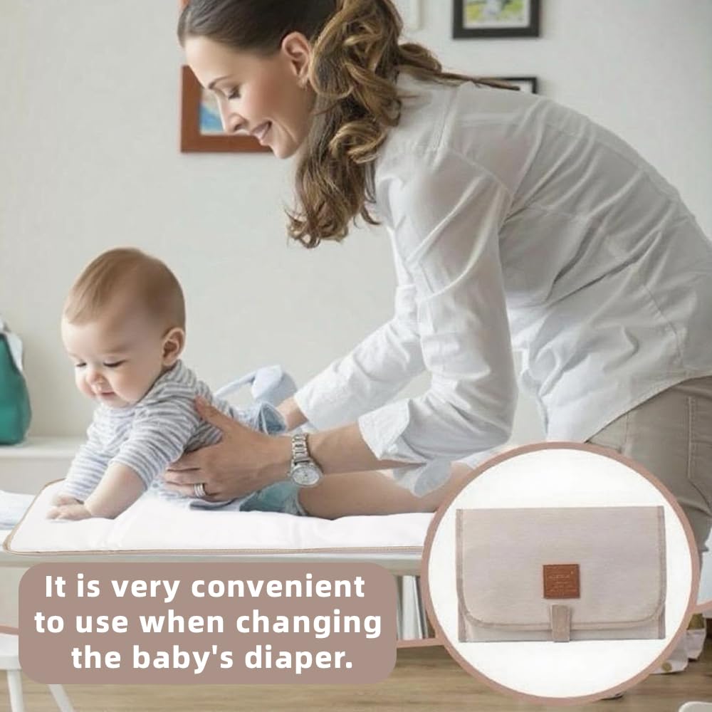 Portable Changing Mat Baby,Foldable Waterproof Lightweight Travel Changing Pad with Soft Cushioned Layer - Image 3