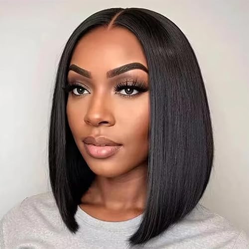 ISEE Hair M Cap 9x6 Bob Wig Human Hair Glueless Wigs Pre Plucked Pre Cut HD Lace Front Glueless Wigs Human Hair 180% Density Short Straight Bob Wigs for Black Women 10 inch
