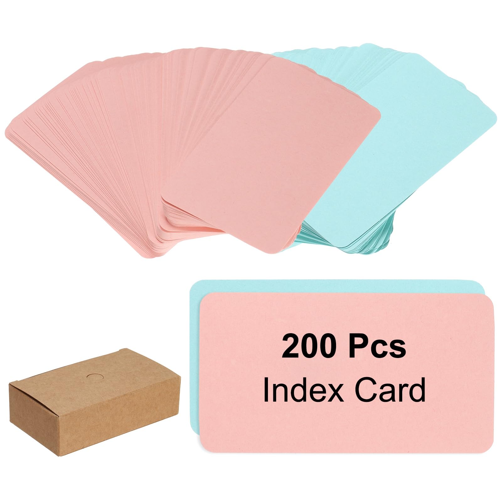 PATIKIL 3.5x2 Blank Kraft Index Cards, 100Pcs Small Blank Paper Message Business Cards for Reminder Study DIY Craft Invitation Tag Flash Vocabulary Word, Pink/Blue