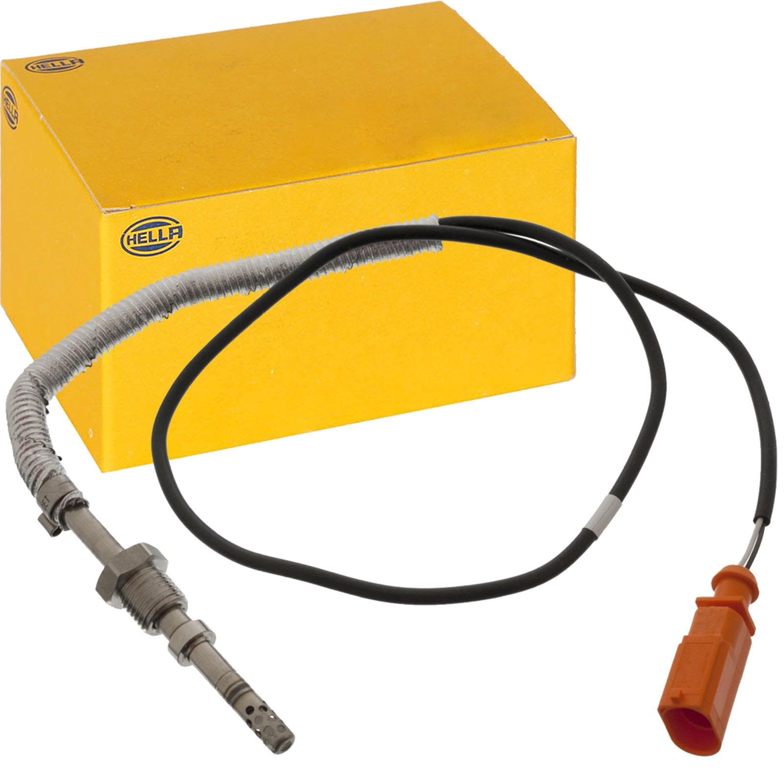 HELLA 6PT 014 494-051 Sensor, temp. gas escape - 2polos - atornillado - Cable: 580mm