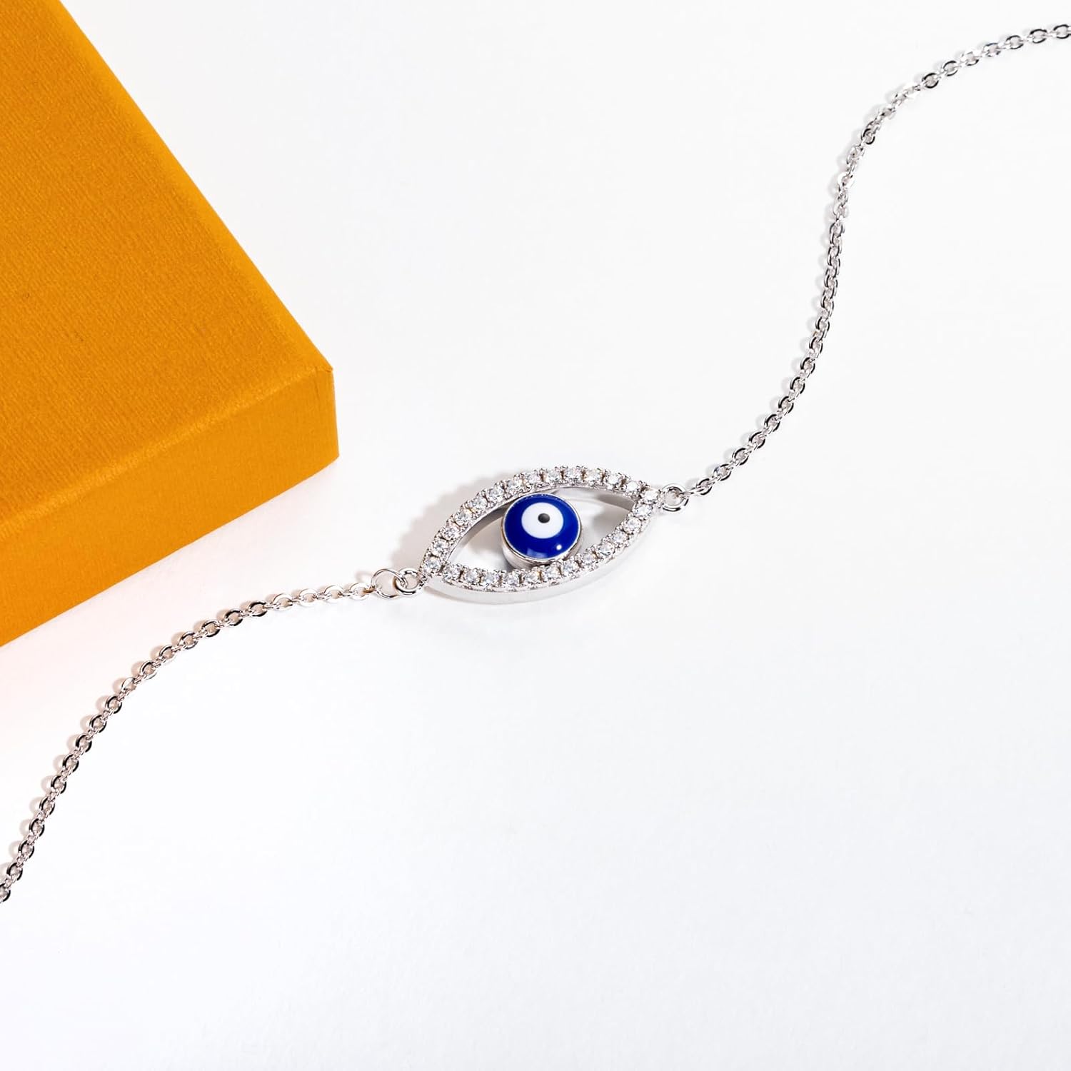 Moissanite Pendant Evil Eye Necklace/Dangle Earring for Women Men D Color VVS1 Clarity 925 Sterling Silver Turkish Blue Eye Pendant/Drop Earring/Bracelet/Anklets with Certificate