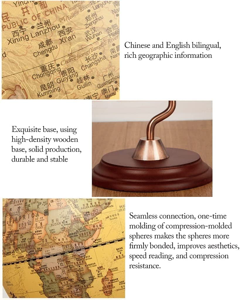 globus Elegantes Holz Basic S-förmiges Design Welt Geophysik Geografische Umgebung Kinder Erwachsene Büro Dekoration Erde Praktisches Lehrbuch