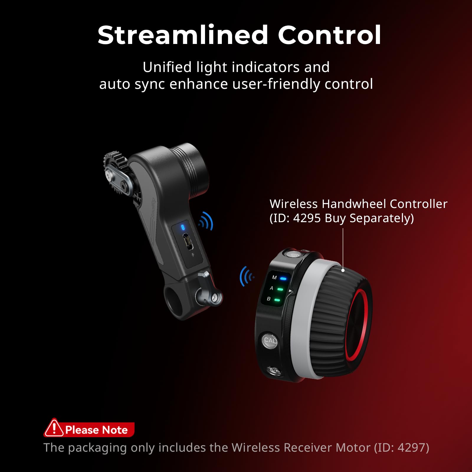 SMALLRIG Wireless Receiver Motor (Lite), Coppia di Picco di 4,3 kgf.cm, Supporta la Ricarica Rapida PD e QC, Bassa Latenza e Controllo Preciso, Design Compatto, per Obiettivi DSLR e Cine - 4297