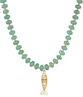 Gemstone Beaded Necklace for Women, Natural Stone Ocean Jewelry
