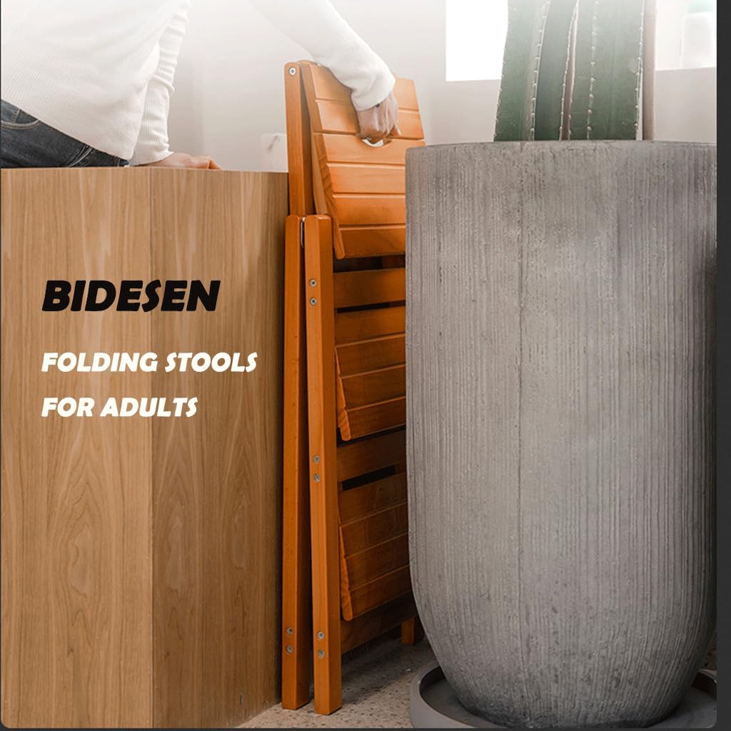 3 Step Stool Home Wooden Folding Ladder Chair Thickened Library Stair Chair Portable Light Garden Tool Ladder Maximum Load 150KG