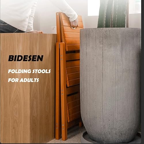 Miniatura 6 de Taburete de 3 escalones para el hogar Silla plegable de madera engrosada biblioteca escalera silla portátil ligera herramienta escalera escalera