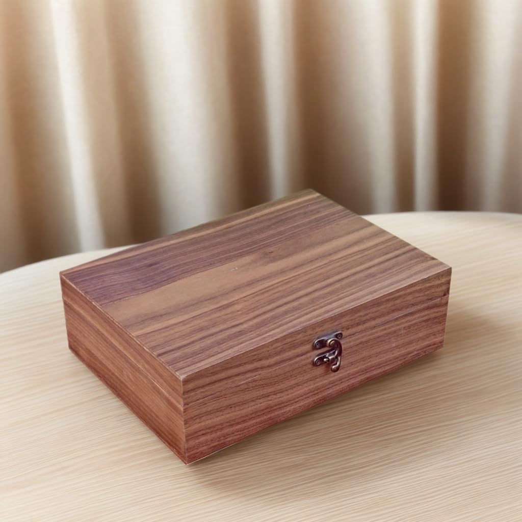 Handmade Walnut-Colored Keepsake Storage Box with Lid - Ideal Gift for Weddings, Anniversaries, Birthdays, or Travel Letters. Perfect for Home Decoration (Storage Box-25 * 18cm)