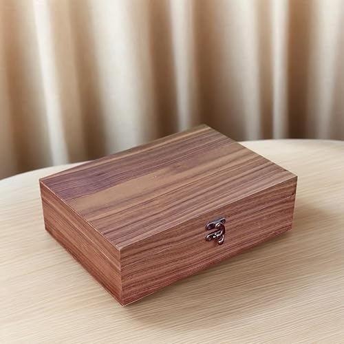 Miniatura 7 de Caja de almacenamiento de recuerdos hecha a mano de color nogal con tapa, regalo ideal para bodas, aniversarios, cumpleaños o cartas de viaje.