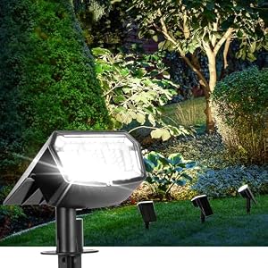 AUDERWIN Solar Spot Lights Outdoor Waterproof, 4 Packs, Cool White