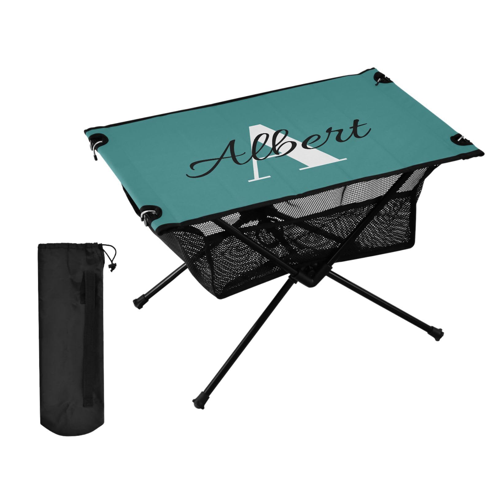 DOMIKING Dark Teal Custom Portable Camping Table Personalized Folding Picnic Tables Camp Tables for Hike Travel Outdoor 23.6 * 15.7 * 15 in