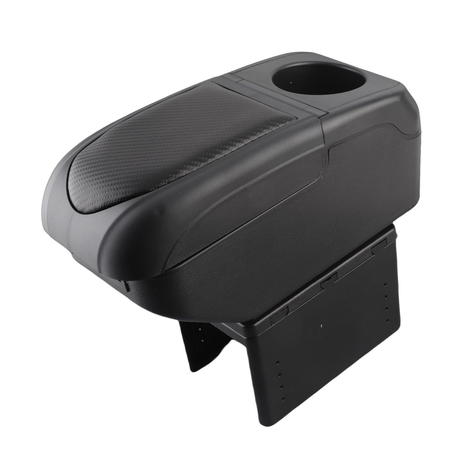 Consola con Reposabrazos Deslizante Ajustable |Organizador Premium de ABS de Doble Capa con 6 Puertos USB (Black)