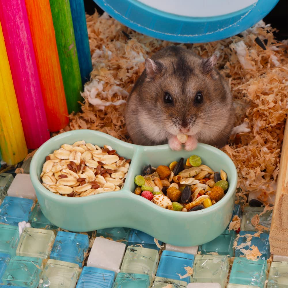 2er Set Keramik-Futternäpfe Für Hamster & Kleintiere – Doppelgitter-Design, Anti-drehend