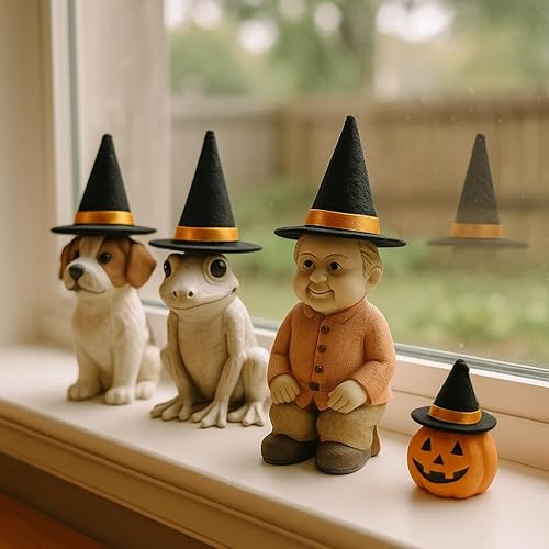 Miniatura 8 de Mini sombreros de bruja para manualidades – 6 sombreros de bruja pequeños de fieltro, pequeños sombreros de bruja para muñecas, cupcakes, decoración