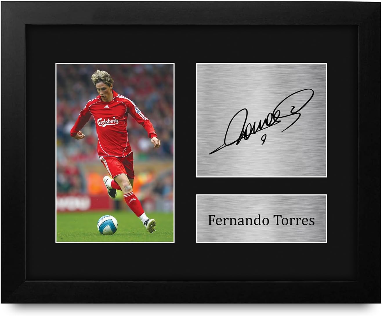 HWC Trading Fernando Torres Liverpool Gifts Printed Signed Autograph Picture for Soccer Fans and Supporters - US Letter Framed (ID-007867)