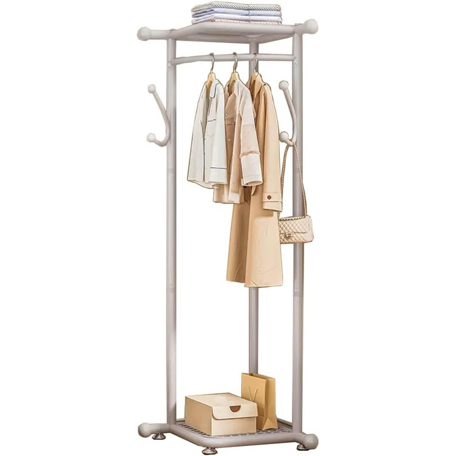 FGXHHS Heavy Duty Clothes Rack, 160cm Garment Rack with Storage Shelves, Versatile Coat for Bedroom, Durable Rail Organizing Coats and Outfits