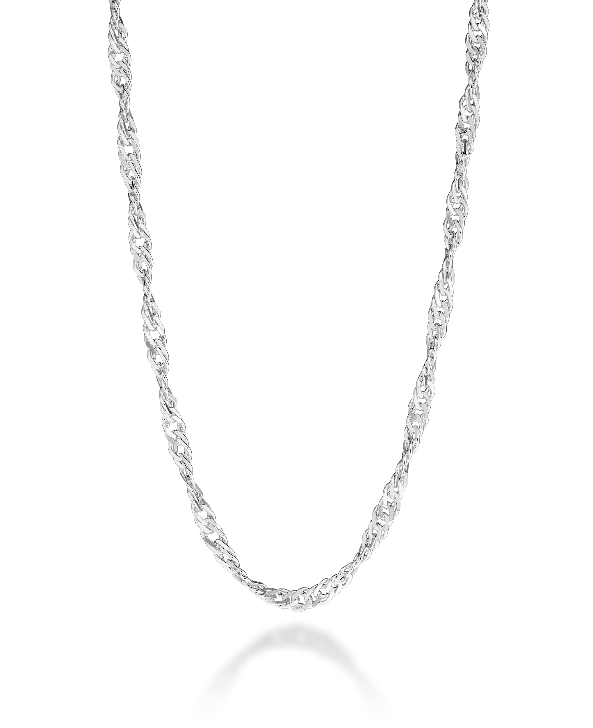 925 Sterling Silver Italian 3mm Singapore Chain Necklace for Women, Made in Italy