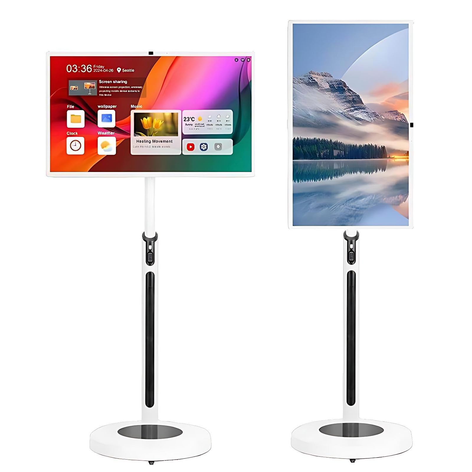 TV portatile con batteria integrata, memoria da 64 GB, colata wireless, monitor touch screen a 10 punti, 5-8 ore di riproduzione, ideale per casa e ufficio